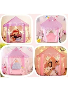 Children's Tent Folding Tent For Children Tent For Girls Princess Castle Tent With Lights, Portable Large Indoor Children's Playhouses For Children 53'' X 55'' (DxH) Special Gift