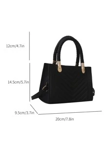 Đúng mốt Mini Túi Vuông Với Khâu - màu đen - Xem 2