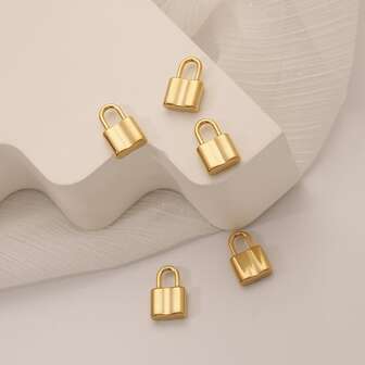 1入組小和可愛不銹鋼掛鎖吊墜適用於珠寶製作