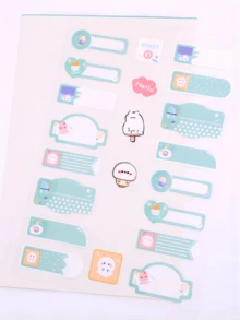 con dibujos animados nombre Pegatinas para estudiantes , creativo estilo interior de colores personalizado Adhesivo Etiquetas para Diario con álbumes de recortes - Verde - Ver 2