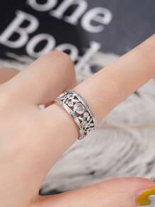 1枚时尚立方氧化锆戒指，女士结婚纪念日珠宝礼物 - 銀色 - 查看 4