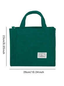 Của phụ nữ Sành điệu Vải to sợi Túi tote Màu thuần Túi đeo chéo Với Thư Patch trang trí Khóa kéo bao quanh Ví nhỏ , Da giả Ví tiền xu Với Thẻ Máy đánh bạc NỮ Đơn giản Thẻ tín dụng Giá đỡ - màu xanh lá - Xem 3