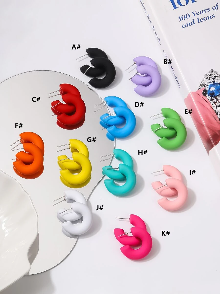 1 đôi Quá quắt Kẹo Có màu sắc Tròn Thiết kế C Hoa tai - Nhiều màu - Xem 1