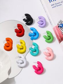 1 đôi Quá quắt Kẹo Có màu sắc Tròn Thiết kế C Hoa tai - Nhiều màu - Xem 5