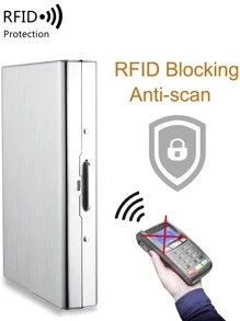 Ví đựng thẻ tín dụng RFID MIYIN bằng kim loại, vỏ bảo vệ thẻ tín dụng bằng thép không gỉ, hộp đựng danh thiếp, ví đựng thẻ ID nhẹ, di động, unisex, quà tặng doanh nhân cho nam và nữ. - Bạc - Xem 11