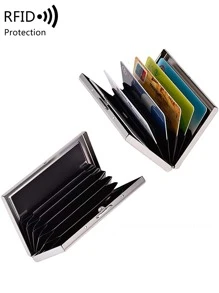 Ví đựng thẻ tín dụng RFID MIYIN bằng kim loại, vỏ bảo vệ thẻ tín dụng bằng thép không gỉ, hộp đựng danh thiếp, ví đựng thẻ ID nhẹ, di động, unisex, quà tặng doanh nhân cho nam và nữ. - Bạc - Xem 7