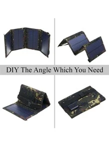 1pc Black 20w 5v Waterproof Portable Foldable Usb Output Solar Panel For Mobile Phone Charging, Suitable For Outdoor Camping - Black - View 3