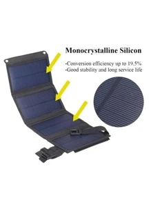 1pc Black 20w 5v Waterproof Portable Foldable Usb Output Solar Panel For Mobile Phone Charging, Suitable For Outdoor Camping - Black - View 7