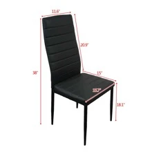 4pcs Elegant Assembled Stripping Texture High Backrest Dining Chairs Black (Table Not Included) - Black - View 11