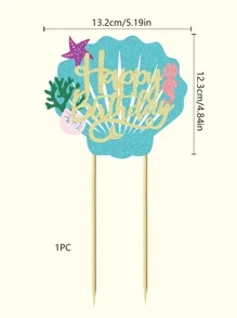 1 pieza Decoración para Tarta de Cumpleaños con Tema Oceánico de Sirena, con Estrella de Mar, Caballito de Mar, Concha, Coral y Cola de Sirena para Fiestas de Cumpleaños de Verano, Duchas de Bebé y Primeros Cumpleaños de Bebé, Navidad - Multicolor - Ver 4