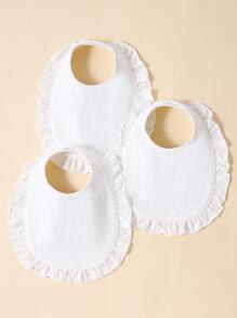 momscare 3入組嬰兒荷葉邊休閒圍兜適用於日常生活 - 白色 - 查看 1