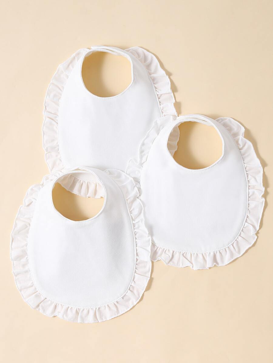 momscare 3入組嬰兒荷葉邊休閒圍兜適用於日常生活 - 白色 - 查看 1