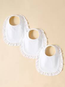 momscare 3入組嬰兒荷葉邊休閒圍兜適用於日常生活 - 白色 - 查看 4