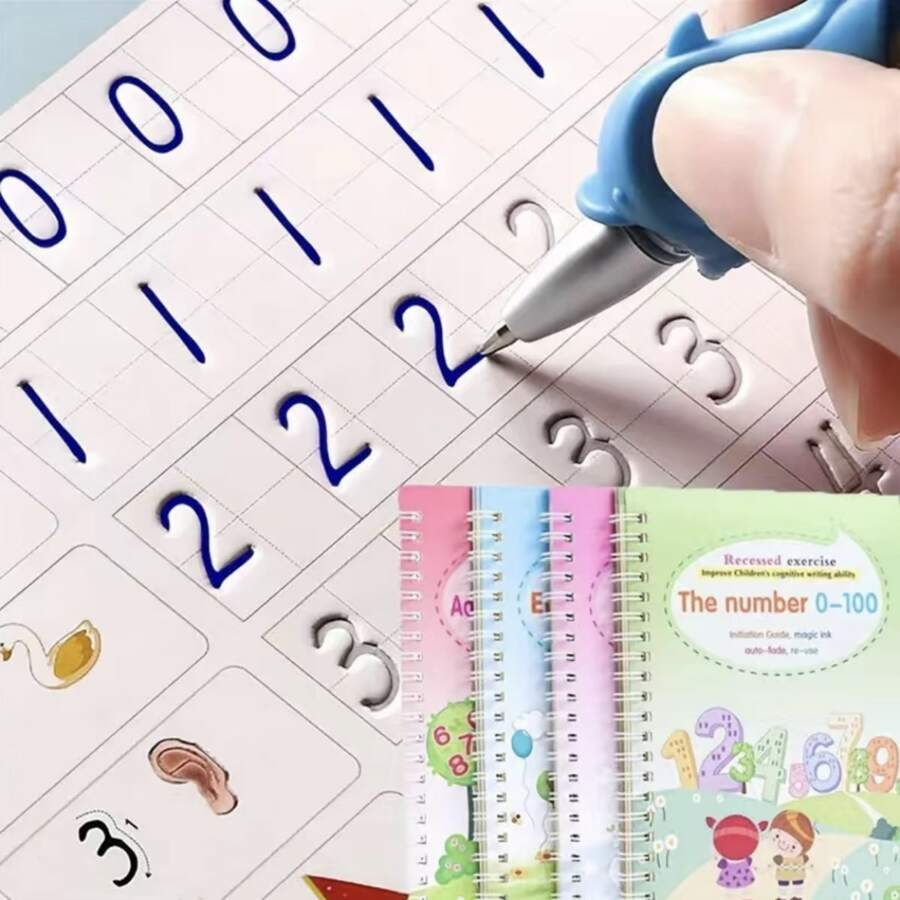 兒童書法練習貼紙數字字母加減畫畫4張 - 彩色 - 查看 1