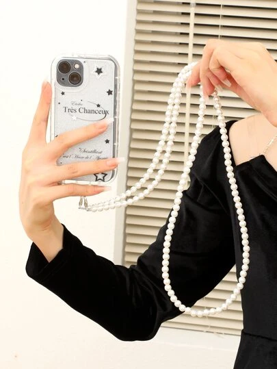 仿珍珠装饰串珠手机挂绳礼物，适合母亲、家人、朋友、生日、节日手机挂饰、手机链