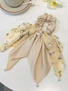 2 cái/bộ Dây buộc tóc thời trang mới cho nữ, nơ thắt ruy băng đính ngọc trai giả và thiết kế hoa Boho dây buộc tóc đuôi ngựa co giãn - Nhiều màu - Xem 3