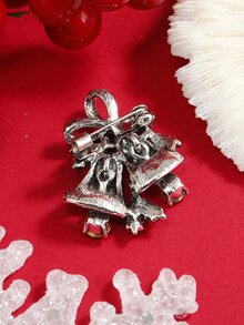 1 件聖誕主題水鑽裝飾蝴蝶結和鐘形胸針適合女士節慶服裝