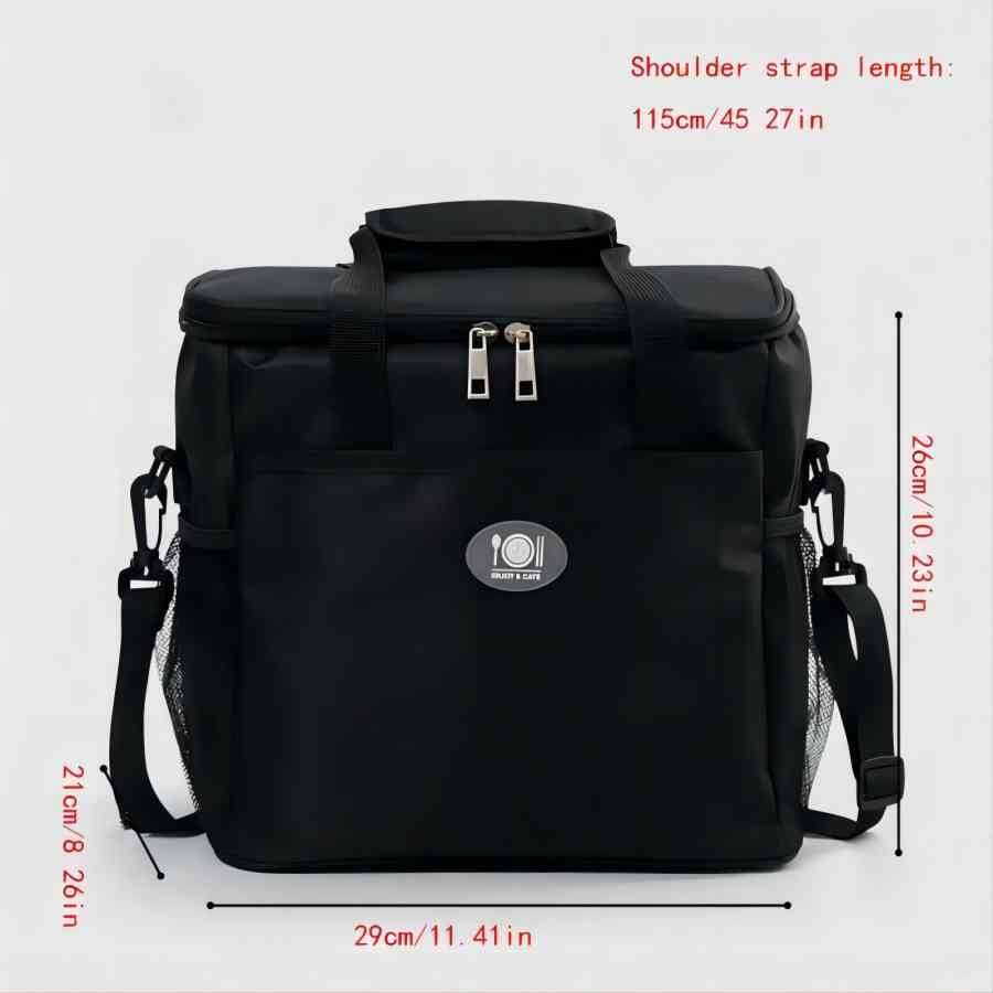 大容量戶外野餐包絕緣冷藏袋使用,便攜便當包帶加厚鋁箔適用於保溫 - 黑色 - 查看 1