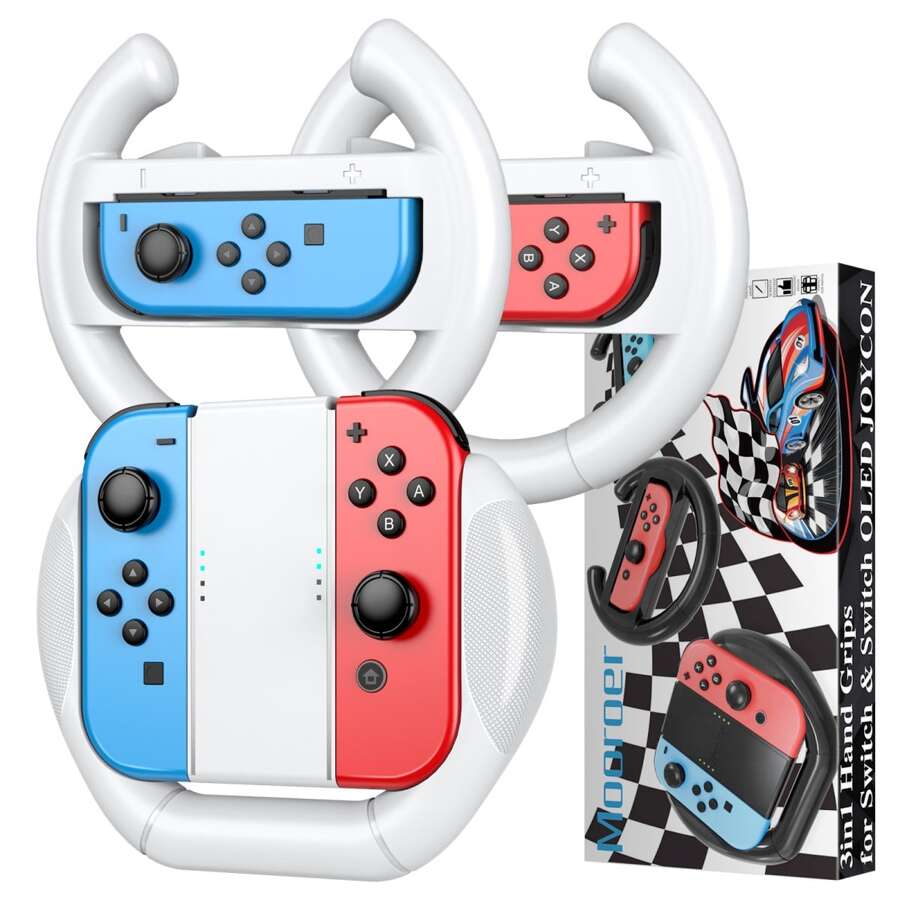 Steering Wheel for Switch & Switch OLED Model Joy-Con, Racing Wheel ...