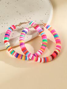 Đôi bông tai nữ thời trang thanh lịch, cá nhân hóa, đính hạt cườm hình tròn bằng kim loại, kiểu dáng mùa lễ hội. - Nhiều màu - Xem 1