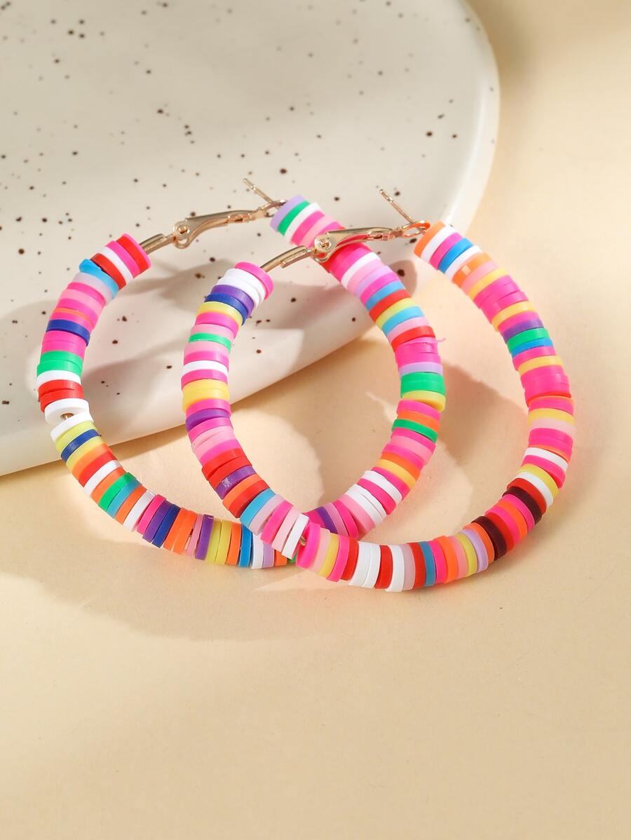 Đôi bông tai nữ thời trang thanh lịch, cá nhân hóa, đính hạt cườm hình tròn bằng kim loại, kiểu dáng mùa lễ hội. - Nhiều màu - Xem 1