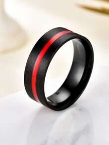 時尚鈦鋼雙色滴油戒指適合男士,經典標籤手指戒指帶多種顏色,酷和多用途街搖滾風格時尚戒指,極簡和迷人情侶戒指,優雅和浪漫學校聯合手指戒指,輕奢風格配件 - 黑色 - 查看 2