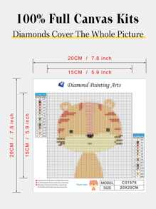 1pc Cartoon Tiger Head Pattern Diy Diamond Painting, Without Frame, Full Drill Wall Art Decoration, Suitable For Beginners - Multicolor - View 3