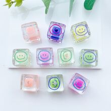 10入組亞克力透明彩色圖案方形珠子適用於珠寶製作 - 彩色 - 查看 2
