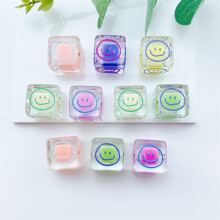 10入組亞克力透明彩色圖案方形珠子適用於珠寶製作 - 彩色 - 查看 1