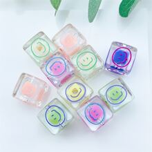10入組亞克力透明彩色圖案方形珠子適用於珠寶製作 - 彩色 - 查看 5