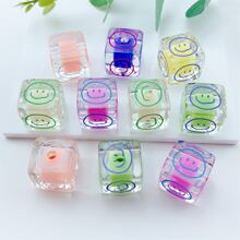 10入組亞克力透明彩色圖案方形珠子適用於珠寶製作 - 彩色 - 查看 3