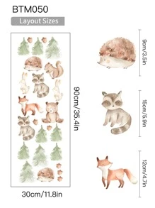 1 件卡通森林动物墙贴适用于客厅卧室壁纸贴纸可爱狐狸棕熊墙贴家居装饰、贴纸、墙贴、乙烯基贴花用于家居装饰、春季装饰品让您的家焕然一新、拉玛装饰贴纸 - 杏色 - 查看 2
