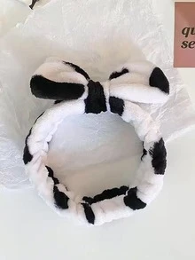 2 cái/bộ Quý cô Dây buộc tóc , Chế tạo Của Sang trọng Lông cừu san hô Chất vải , Với Loại bướm Đồ trang trí & In hoa bò , Cũng Thích hợp Đối với SPA - trắng - Xem 4