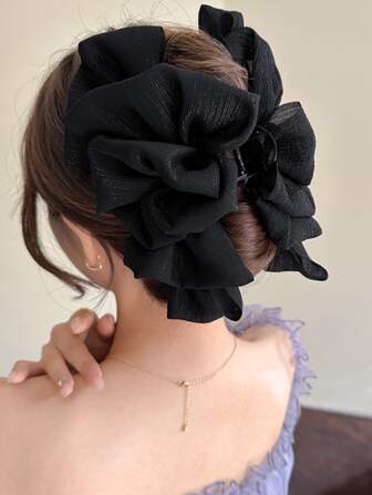 1 件韩式双面泡泡发夹，用于丰盈秀发，优雅蝴蝶结发夹，爪夹，发夹，发夹，发夹，发夹，接发夹，秋冬发饰，适合女士度假装扮