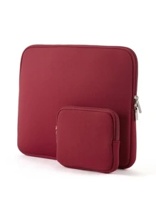 2入組素色電腦包 - 酒紅色 - 查看 1