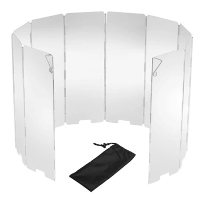 10 Plates Outdoor Gas Stove Wind Shield Aluminium Foldable Camping Cooking Burner Windproof Screen Alloy Picnic Stove Windshield, Kitchen Stuff