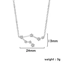 1 Miếng Thời trang Thép không gỉ Khối Zirconia  Trang trí 12 Mặt dây chuyền chòm sao Dây chuyền Đối với phụ nữ Đối với Quà sinh nhật - Bạc - Xem 9