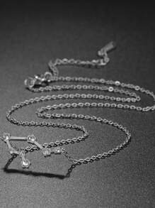 1 Miếng Thời trang Thép không gỉ Khối Zirconia  Trang trí 12 Mặt dây chuyền chòm sao Dây chuyền Đối với phụ nữ Đối với Quà sinh nhật - Bạc - Xem 5