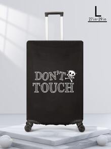 Skull Pattern Added Thickness Elastic Luggage Cover, Washable - Black - View 4