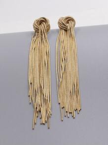 1pair Heavy Duty Snake Chain & Gold Plated Long Dangle Earrings - Gold - View 7