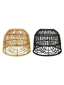 1pc Handmade Wicker-Like Lampshade With Vintage Style Suitable For Living Room, Office, Dining Room, Bedroom And Other Interior Decoration,Home Decor ,Room Decor,Wall Decor - Black - View 4