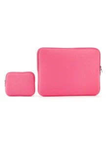 2pcs Solid Laptop Bag - Hot Pink - View 3
