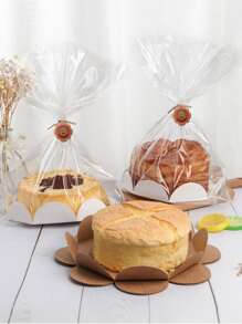 5pcs 6-Inch, 8-Inch Transparent Packaging Bags For Chiffon Cakes Made Of Kraft Paper School Supplies Food Bag Food Box Suitable For Candy Chocolate Cookies Etc.