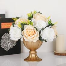 歐式複古風格金屬花盆家庭裝飾用品鐵花支架,婚禮道具,花卉圖案花瓶,餐具桌子插花,擬真花鍋,婚禮道具,金色鐵藝術婚禮場景安排花盆,酒店裝飾用品裝飾品,家庭花瓶 - 金色 - 查看 1
