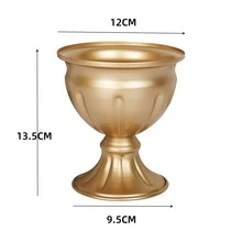 歐式複古風格金屬花盆家庭裝飾用品鐵花支架,婚禮道具,花卉圖案花瓶,餐具桌子插花,擬真花鍋,婚禮道具,金色鐵藝術婚禮場景安排花盆,酒店裝飾用品裝飾品,家庭花瓶 - 金色 - 查看 3