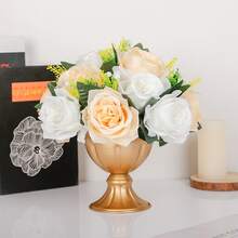 歐式複古風格金屬花盆家庭裝飾用品鐵花支架,婚禮道具,花卉圖案花瓶,餐具桌子插花,擬真花鍋,婚禮道具,金色鐵藝術婚禮場景安排花盆,酒店裝飾用品裝飾品,家庭花瓶 - 金色 - 查看 7