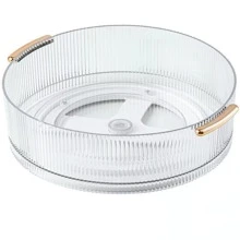 1 pieza Bandeja giratoria de almacenamiento de 360°, caja de almacenamiento de estilo de lujo ligero, perfecta para organizar cosméticos, cuidado de la piel, joyas, especias de cocina, regalo para el Día de San Valentín, vuelta al colegio