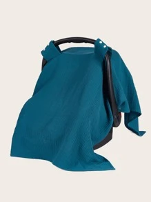 1pc Crinkle Fabric Baby Stroller Canopy, Baby Bassinet Cover - Dark Green - View 1