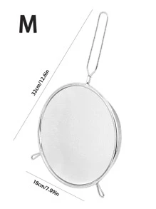 1 pieza Colador doble de acero inoxidable, Colador de jugo de uso doméstico, Espumadera de malla súper densa, Colador de aceite para freír - Plateado - Ver 5