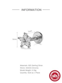 1PC Simple Petals 925 Sterling Silver Earring For Women Stud Earrings Cartilage Fine Jewelry Wedding Party 18K Gold 2023 Gifts - Silver - View 4